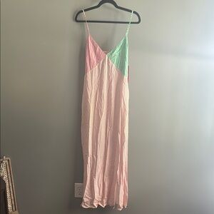 Terez Strappy Dress with Green, Pink, and White Panels